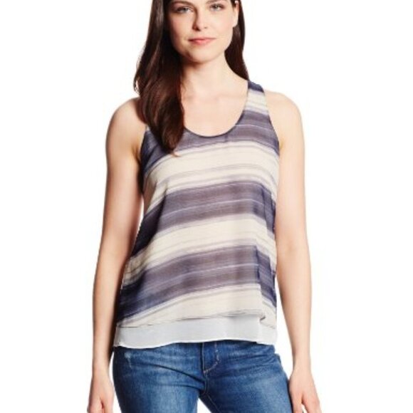 NWT Calvin Klein Navy Striped Layered Tank Top - Picture 1 of 10